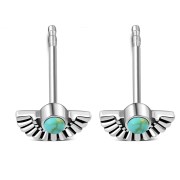 Turquoise Ethnic Style Sterling Silver Stud Earrings, e436st